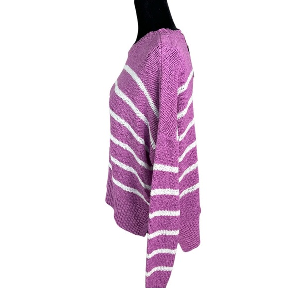 NWT C&C California purple with white stripes round neck slouchy fit sweater - Picture 3 of 13